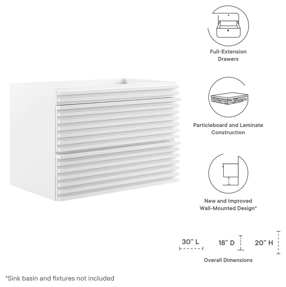 Render 30" Wall-Mount Bathroom Vanity, White