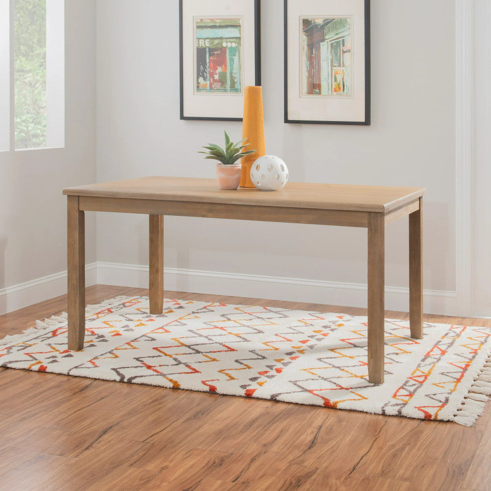 Farmhouse Dining Table, Acacia Wooden Frame & Rectangular Shaped Top, Gray Wash