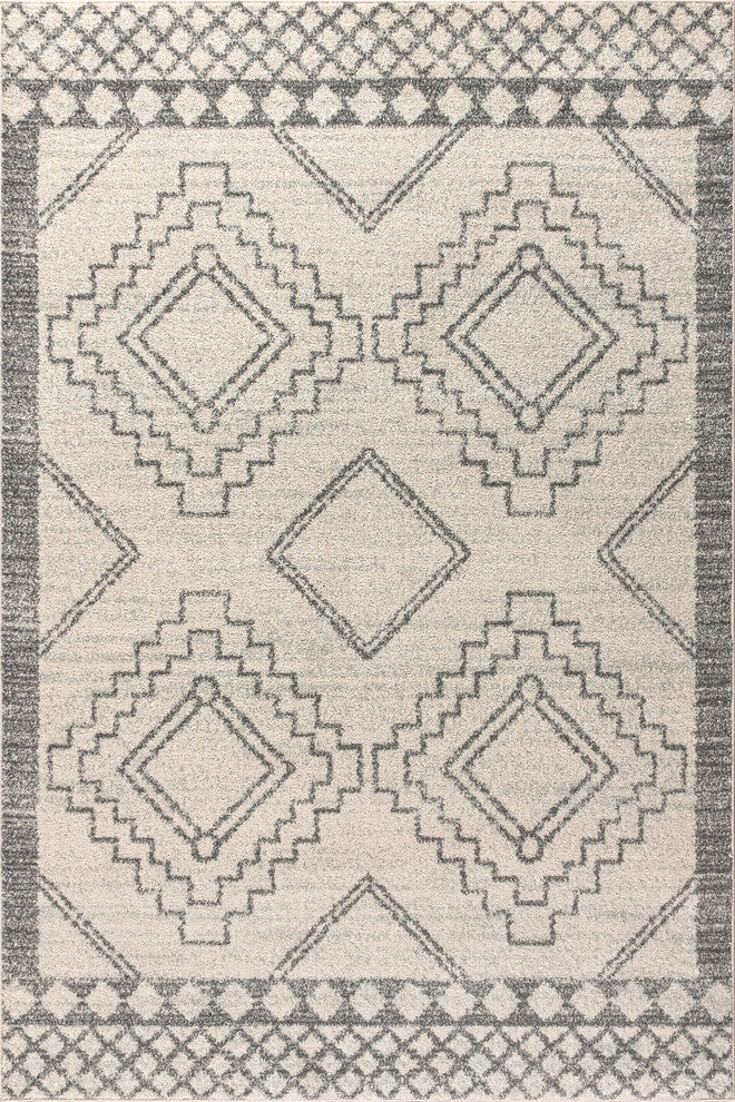 Amir Moroccan Beni Souk Rug, Cream/Gray, 8 X 10