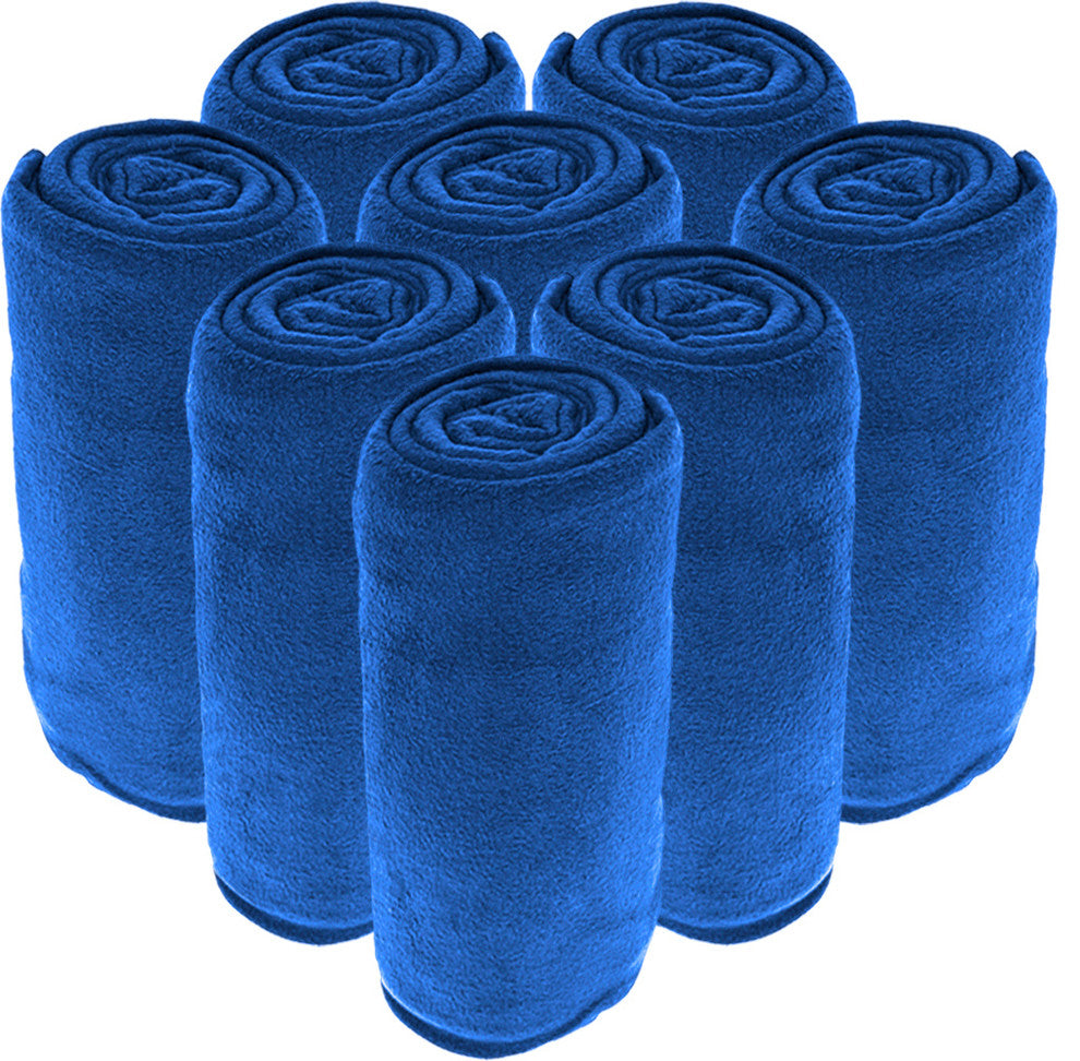 Bare Home Bulk Microplush Blankets, Medium Blue, Twin/Twin Xl, 16 Pack
