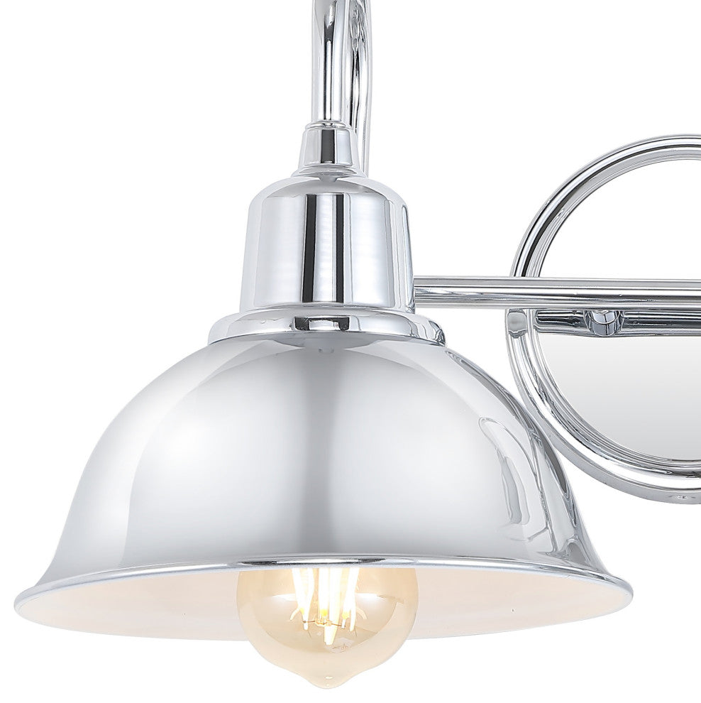 Frisco Farmhouse Industrial Iron LED Vanity, Chrome, 2-Light