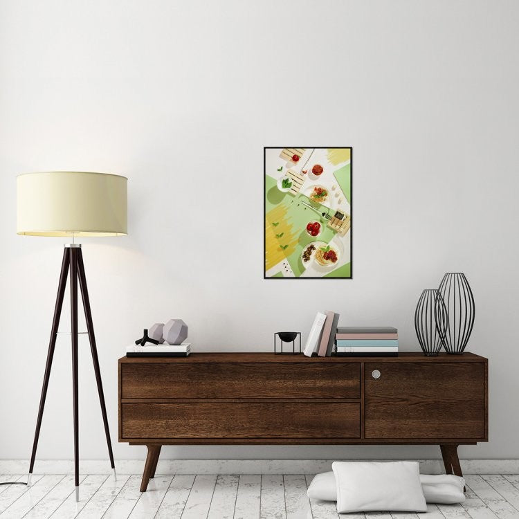 Suprematic Meal: Pasta With Tomato Sauce And Mushrooms, 20"x30"