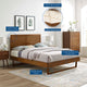 Platform Bed Frame, King Size, Wood, Brown Walnut, Modern Mid-Century, Bedroom
