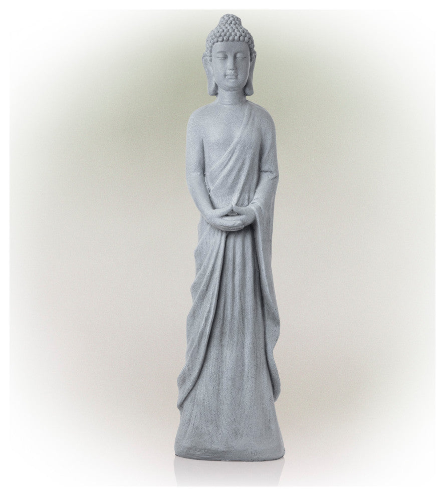32" Tall Cement Standing Buddha Outdoor Garden Statue