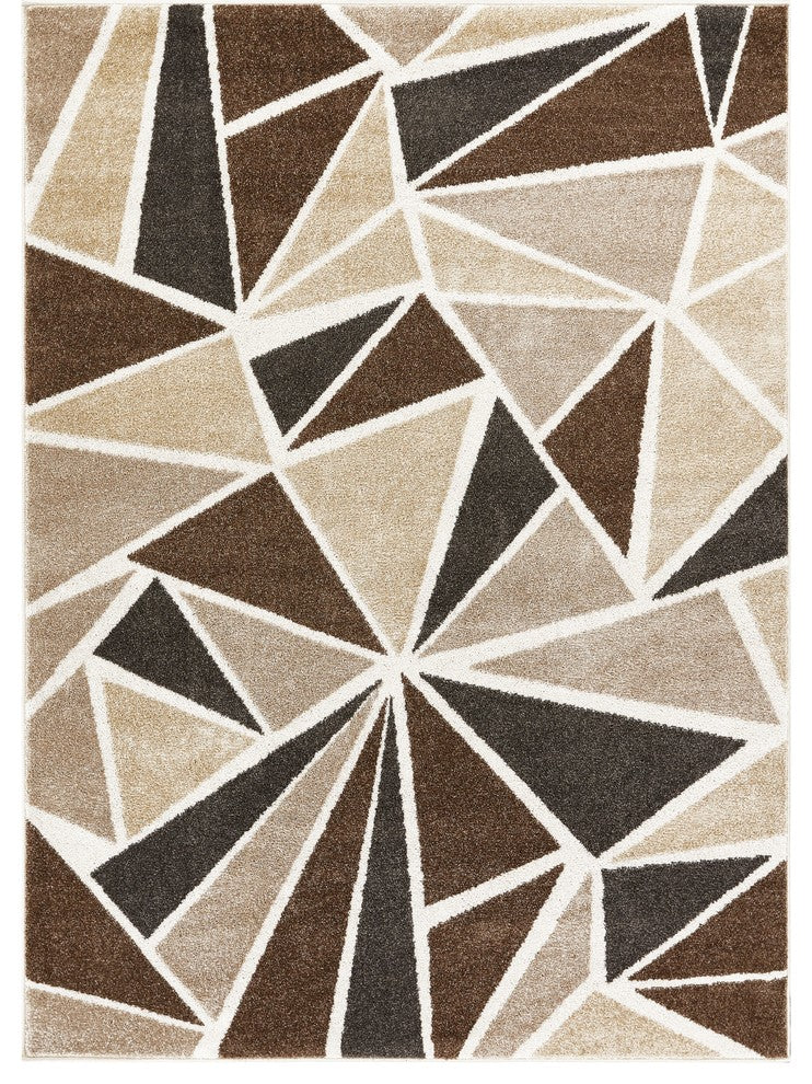 Well Woven Serenity Blossom Modern Geometric Triangles Ivory Area Rug SE-02