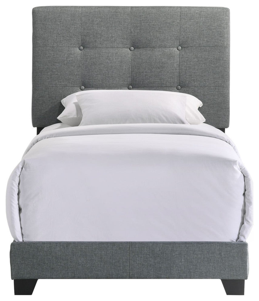 Kent Upholstered Platform Bed, Addyson Gunmetal Fabric, Twin
