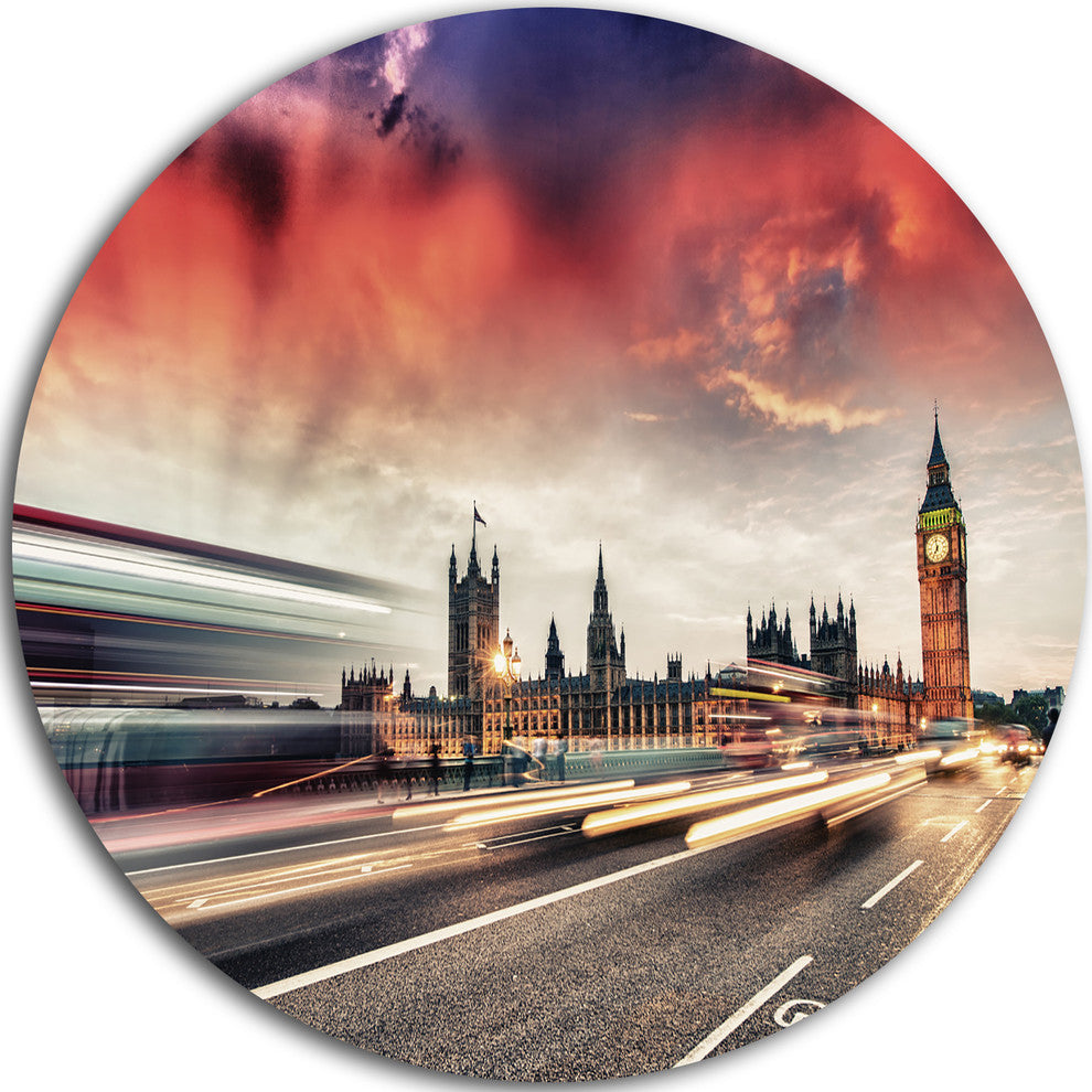 London Westminster Bridge, Cityscape Photo Disc Metal Artwork, 11"
