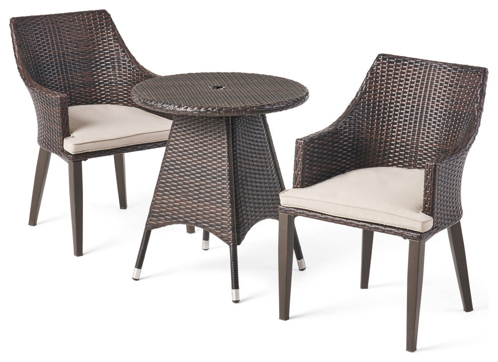 GDF Studio 3-Piece Hennry Outdoor Wicker Round Bistro Set With Cushions