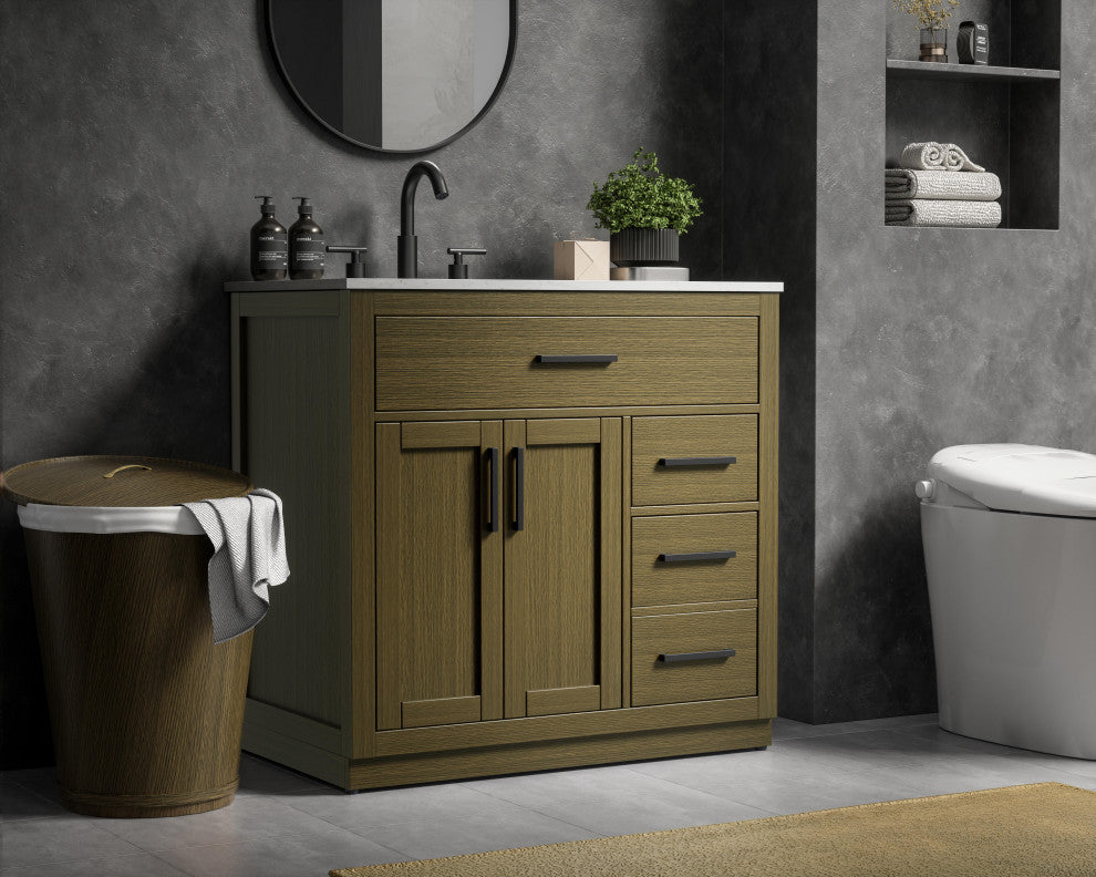 Home Living 36" Single Bathroom Vanity, Chestnut Brown