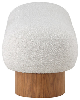 Robertson Boucle Fabric Upholstered Bench, Cream, Walnut Finish