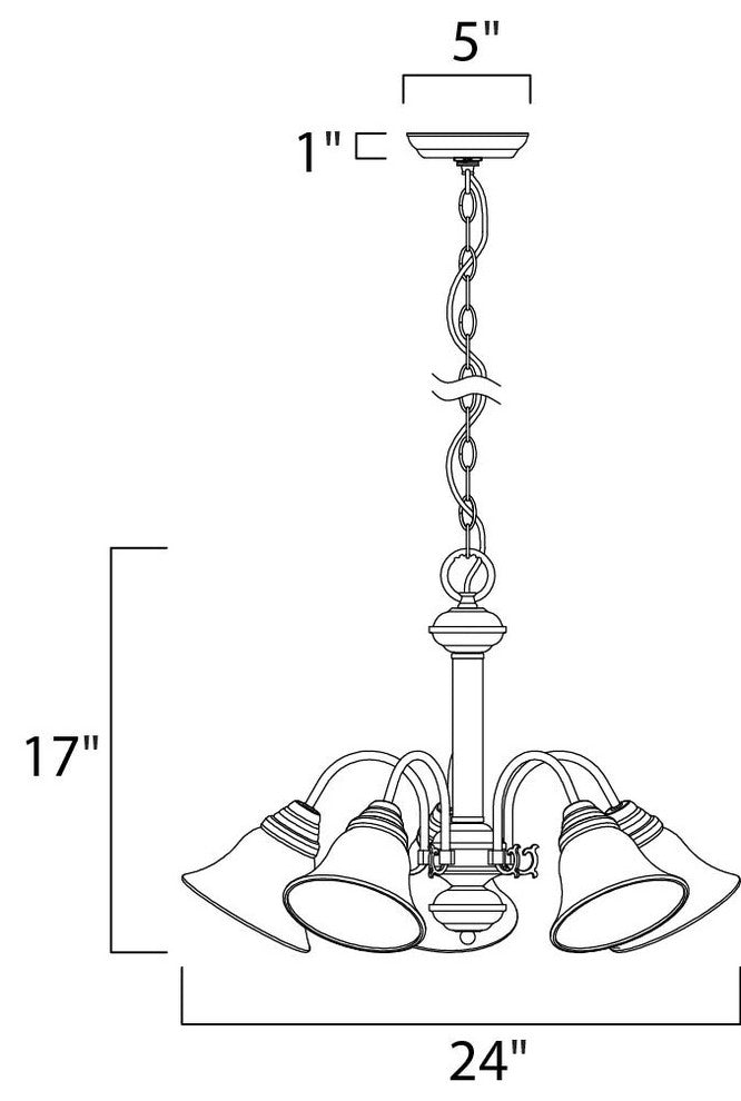 Malaga 5-Light Chandelier, Satin Nickel, Frosted Glass