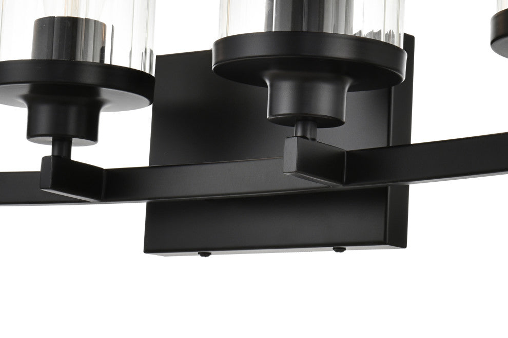 4 Light Black And Clear Bath Sconce