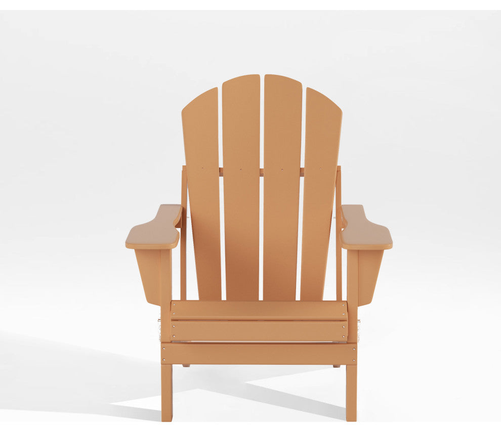 HDPE Outdoor Patio Folding Poly Adirondack Chair, Teak