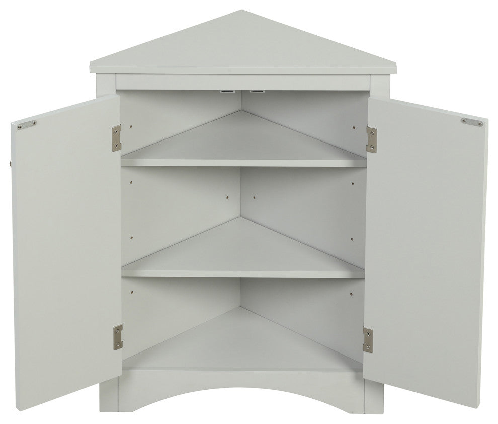 Stylish Triangle Bathroom Storage Cabinet with Adjustable Shelves, Gray