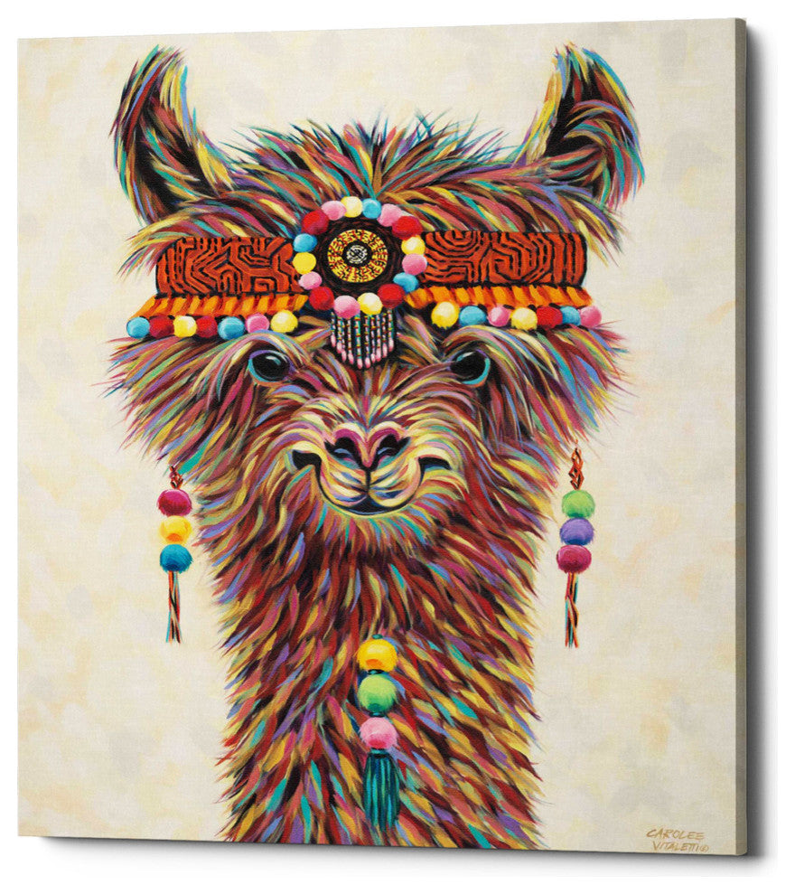 Hippie Llama II' by Carolee Vitaletti Giclee Canvas Wall Art, 12"x16"