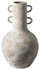 Rustic Whitewash Brown Double Handle Ceramic Vase