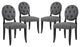 Button Dining Side Chair Upholstered Fabric Set of 4, Gray