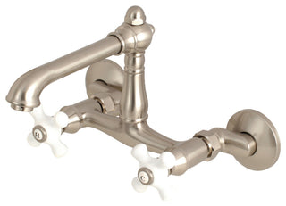 Kingston 6" Adjustable Center Wall Mount Kitchen Faucet, Brushed Nickel