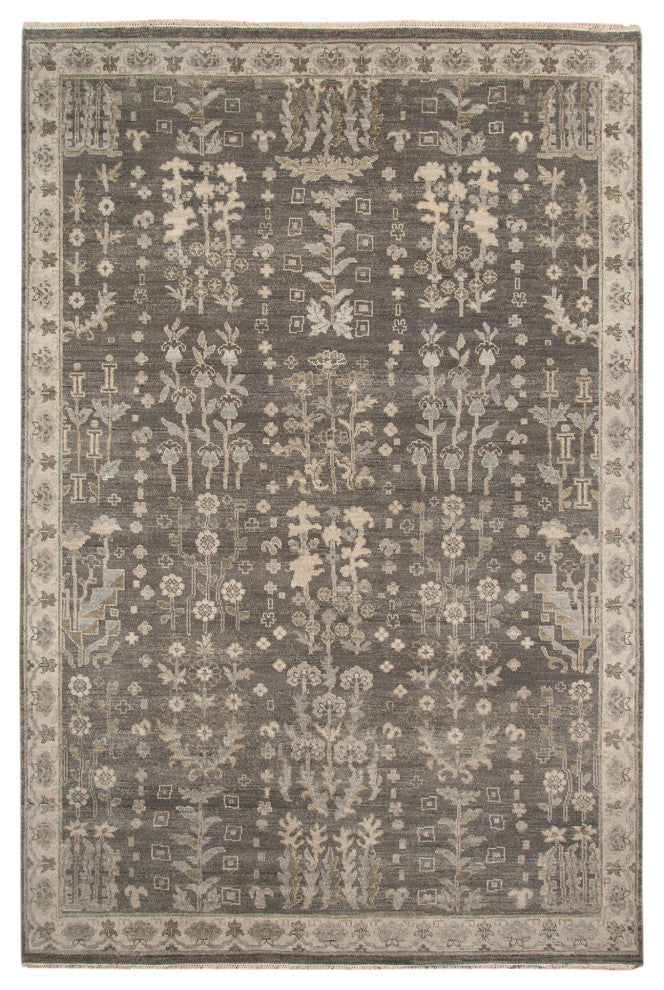 Nuit Arabe Rawe Area Rug, Gray, 9' x 12', Bordered