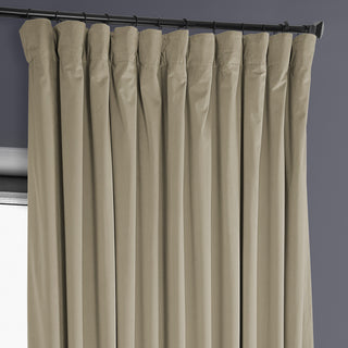 Heritage Plush Velvet Extrawide Curtain Single Panel, Light Beige, 100"w X 96"l