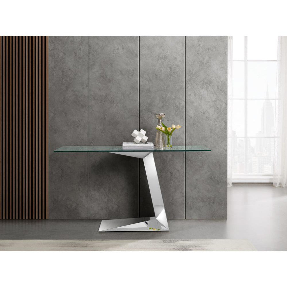 Cecilia console table in stainless glass.