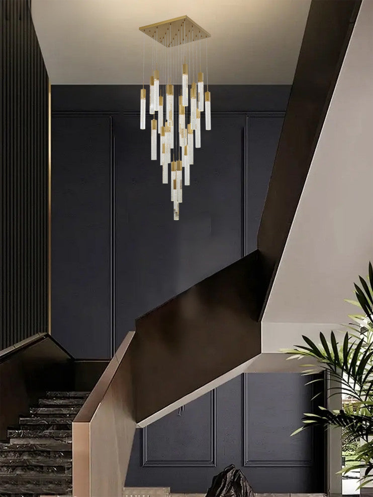 25-Light Gold Stainless Steel Chandelier With Crystals