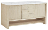 Marigot Single 72" Double Vanity, Sunwashed Oak, 3 CM White Zeus Top
