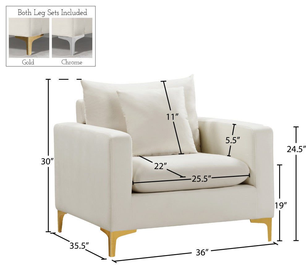 Naomi Velvet Upholstered Chair, Cream