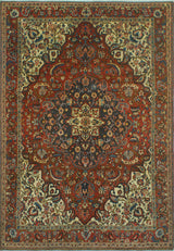 Fine Vintage Distressed Aden Burgundy/Ivory Rug, 6'8 x 9'10