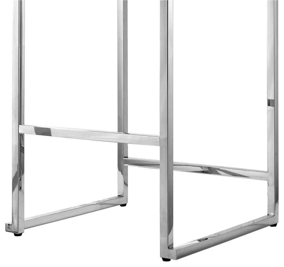Inspired Home Dereck Bar Stool Geometric Frame, Navy and Chrome Leather PU