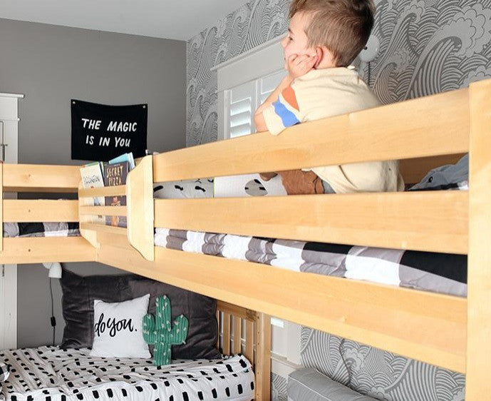 Elkhart Full Size Sleeps 4 or More Bunk Beds with Stairs, Natural