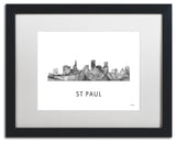 Marlene Watson 'St Paul Minnesota Skyline' Matted Art, Black Frame, White, 20x16