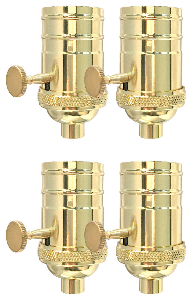 Royal Designs, Inc. 3 Way Vintage Lamp Socket, Polished Brass, Set of 4