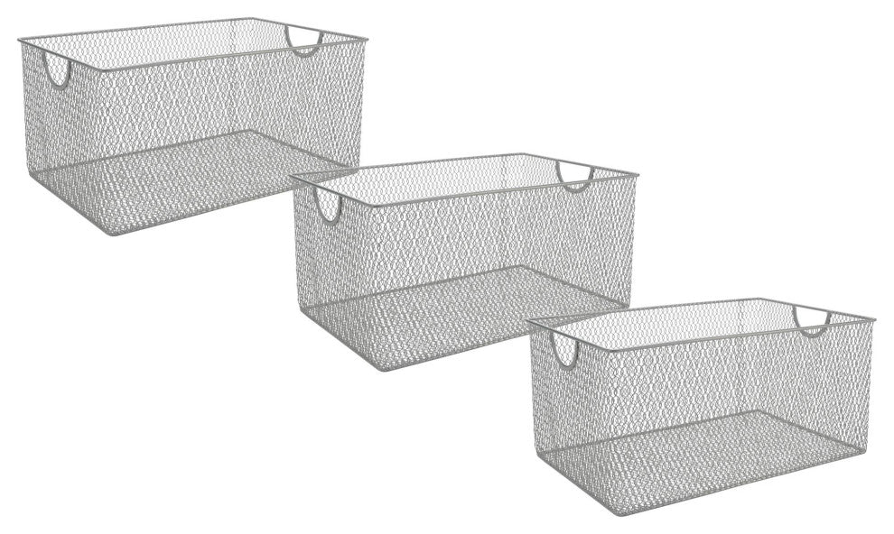 YBM Home 3-Piece Mesh Open Bin Storage Basket Organizers Set