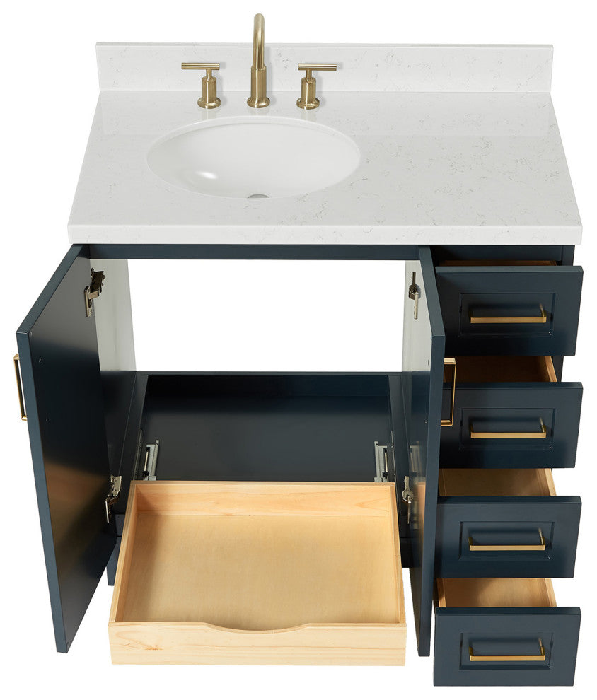 Ariel Taylor 36" Left Offset Single Oval Sink Bathroom Vanity