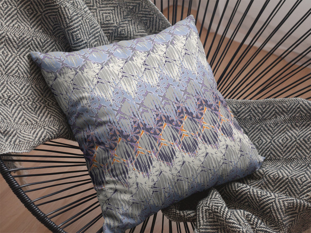 20 Blue Gray Hatch Decorative Suede Throw Pillow