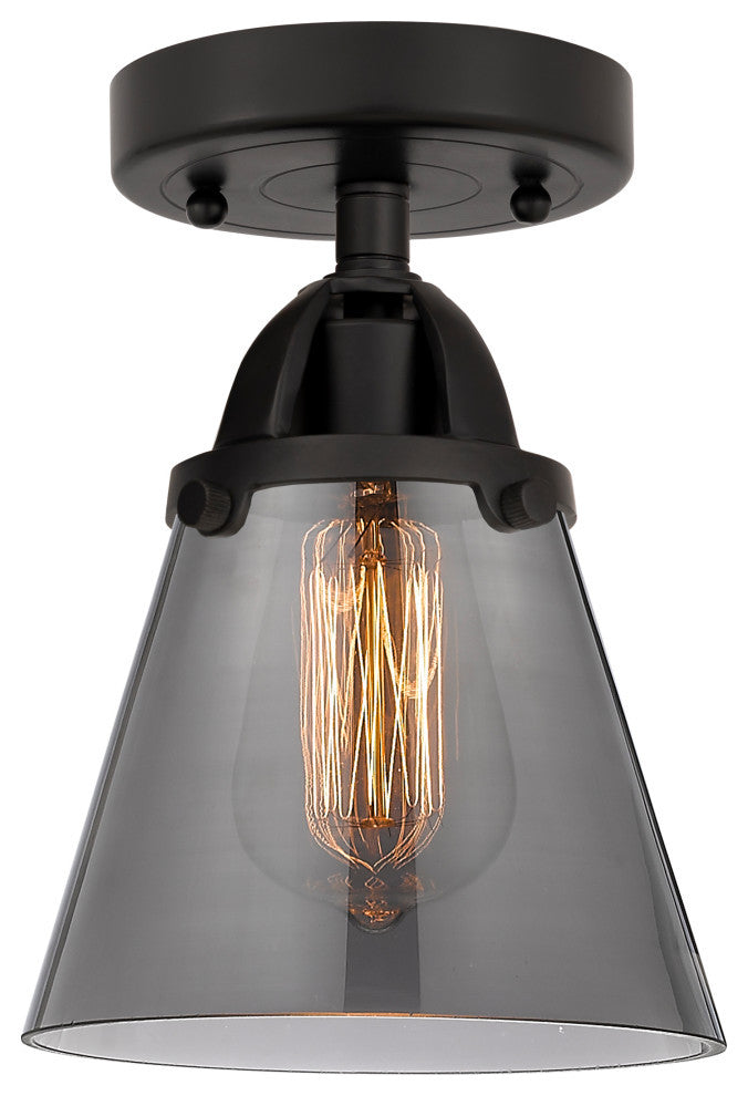Small Cone Semi-Flush Mount, Matte Black, Plated Smoke, Plated Smoke