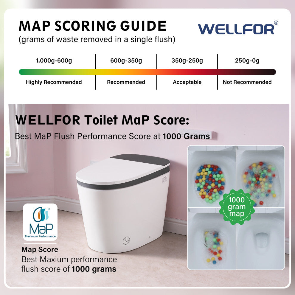 Smart Toilet with Remote Control, Heated Seat, LED Display, and Automatic Flush
