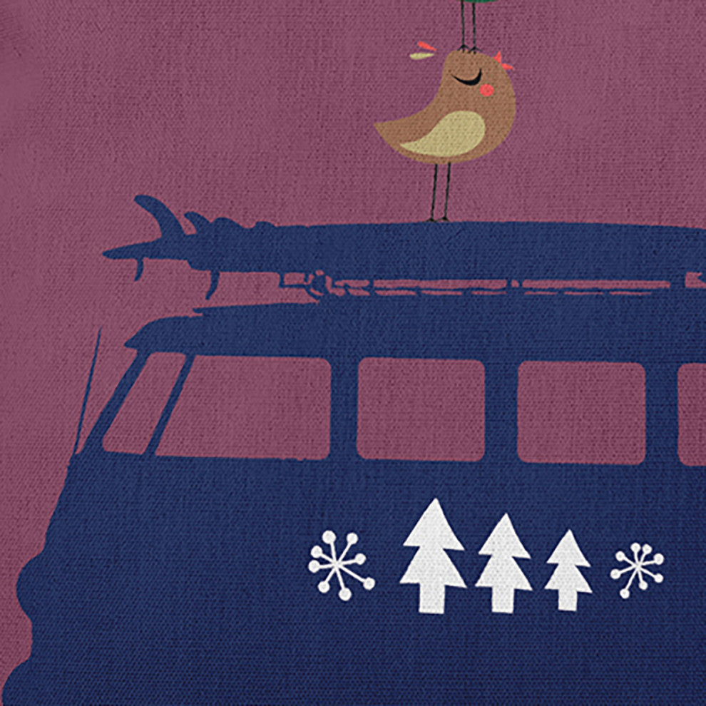 Christmas Surf Bird Accent Pillow, Passion Flower, 14"x20"