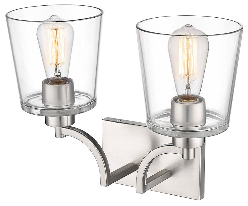 Evalon 2 Light 16" Brushed Nickel Bathroom Vanity Light