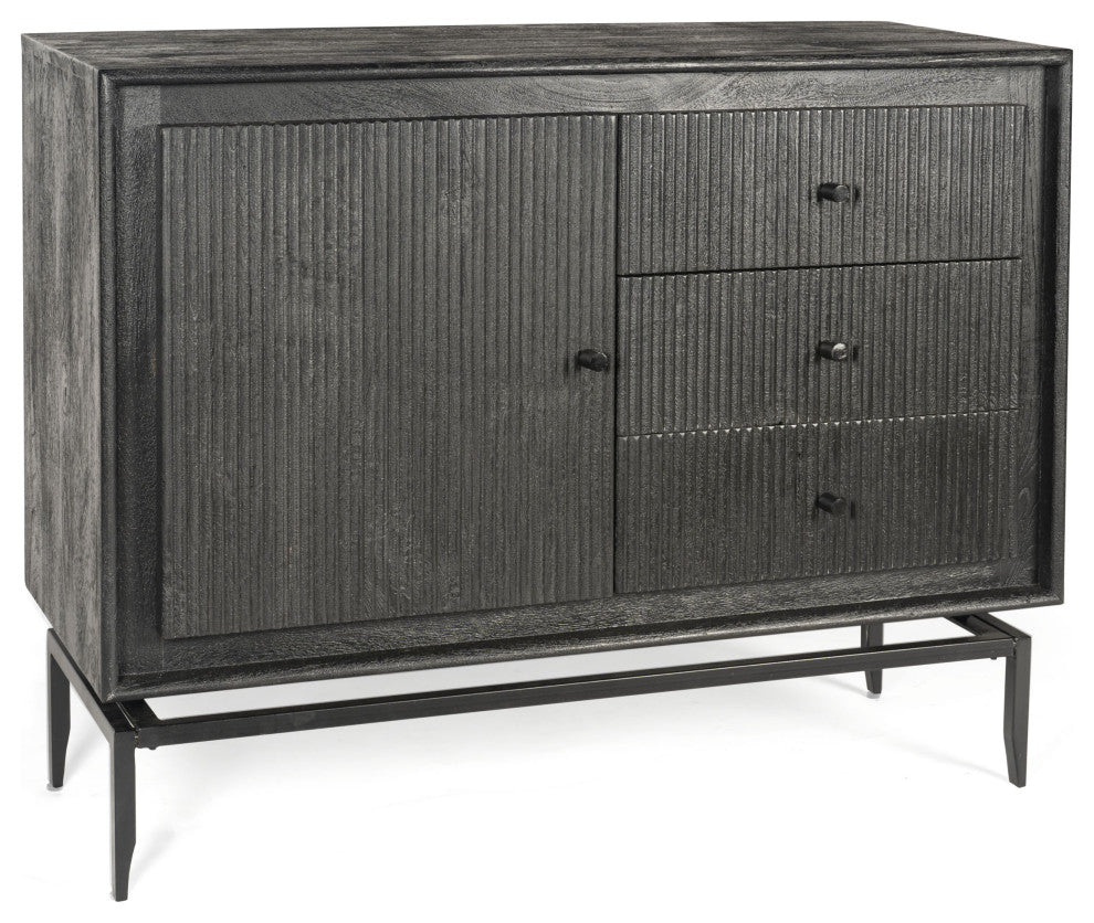 Camilo 3 Drawer Wood Accent Cabinet, Black