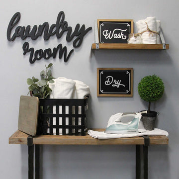HomeRoots Wood Laundry Room Script Wall Decor