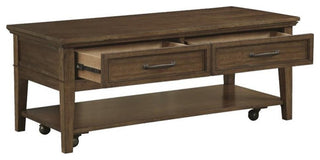 Lexicon Whitley Wood 2 Drawer Coffee Table in Brown