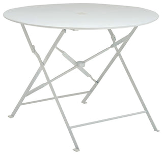 36" Round Folding Metal Bistro Table With Umbrella Hole, White