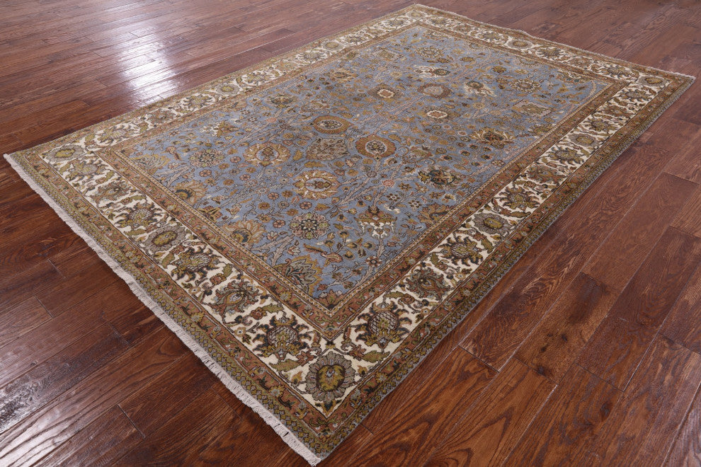 5' 11" X 8' 9" Hand-Knotted Persian Tabriz Wool Rug Q6157