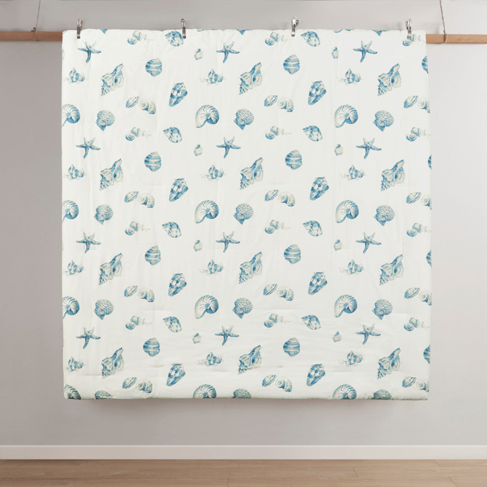 Harbor House Coastal Beach House Blue Seashells Comforter Set
