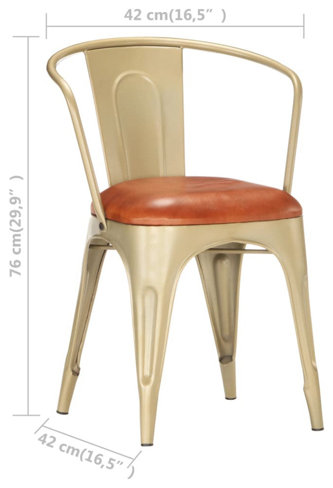 vidaXL Dining Chairs 6 pcs Brown Real Leather