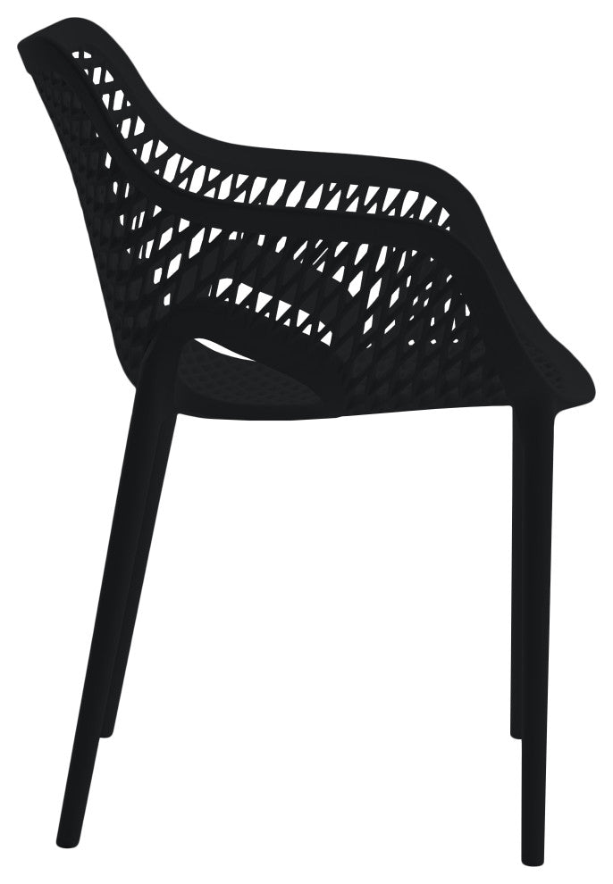 Mykonos Outdoor Patio Dining Chair (Set of 4), Black, With Arms