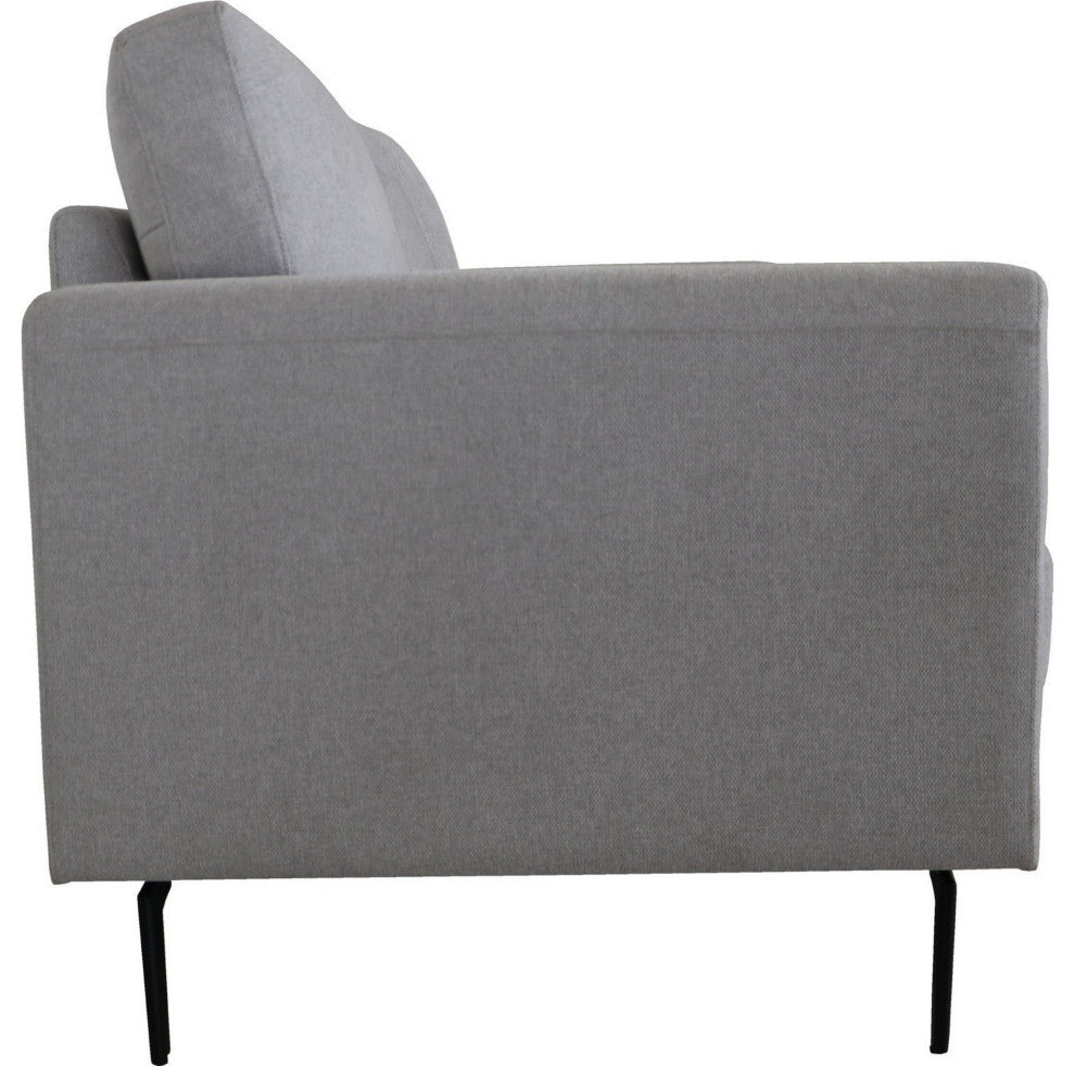 Benzara BM250345 Loveseat With Fabric Upholstery and Sleek Metal Legs, Gray