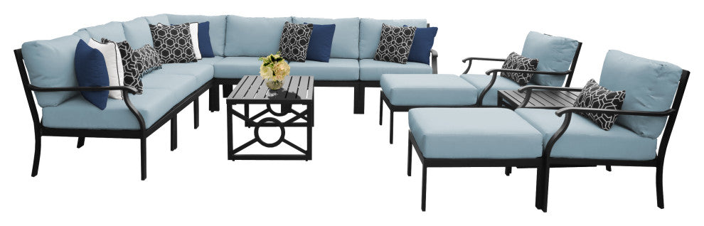 kathy ireland Madison Ave. 13 Piece Aluminum Patio Furniture Set 13a, Tranquil